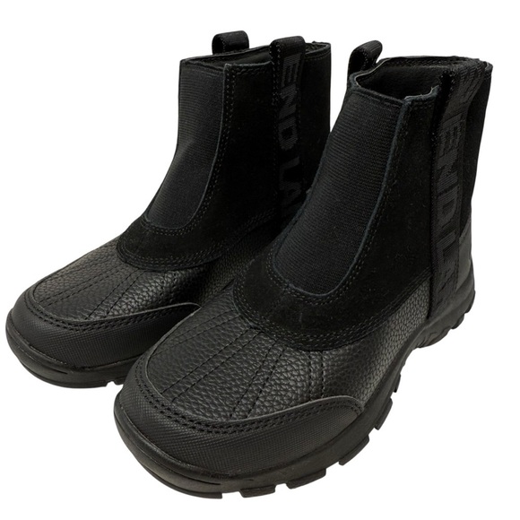 Lands’ End Kids Size 1 Black Ankle Boots Thermolite suede faux leather NWT - Picture 1 of 8